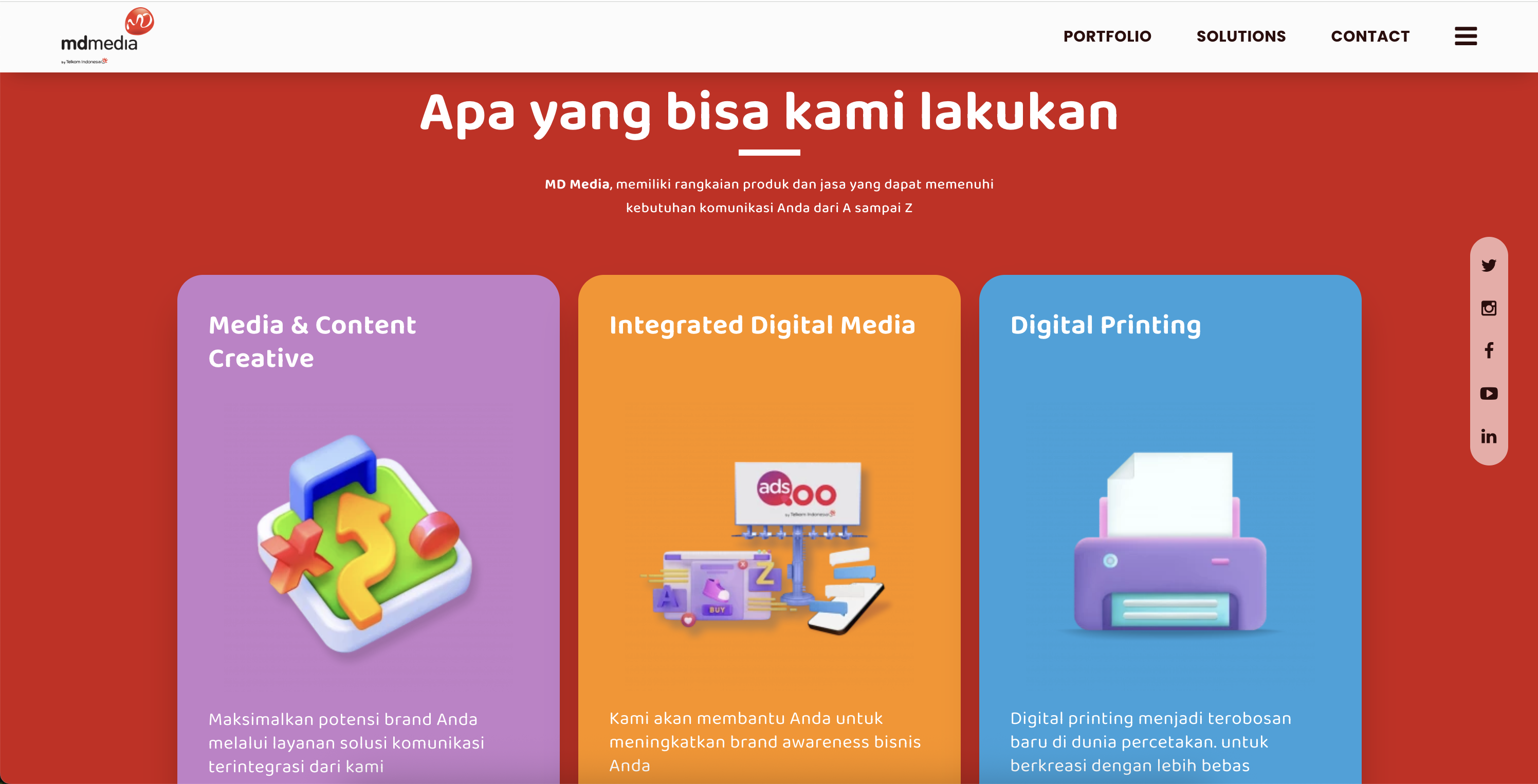 MDMedia website showing their digital media services